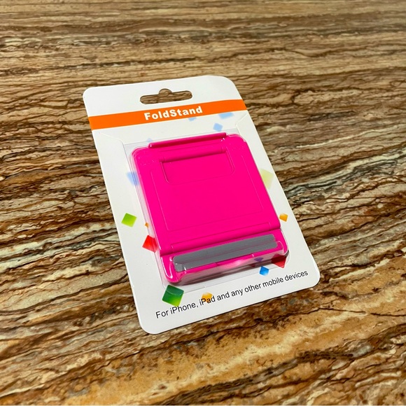 Pink Foldable Adjustable iPhone iPad Smartphone Universal Mobile Device Holder - Picture 2 of 5